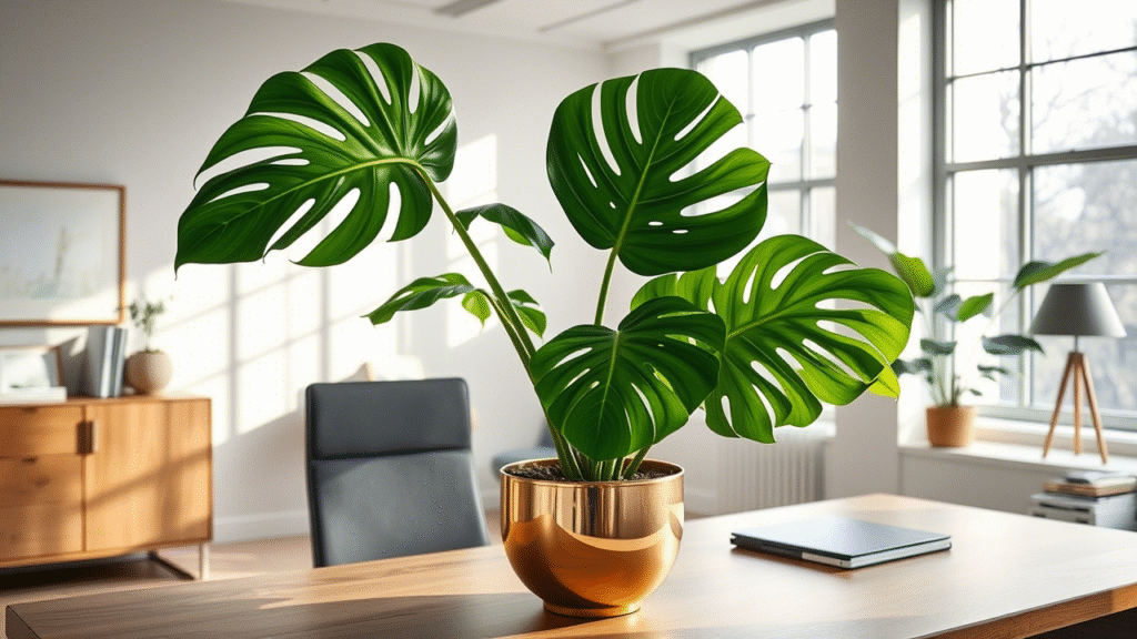 Monstera in a Gold Pot