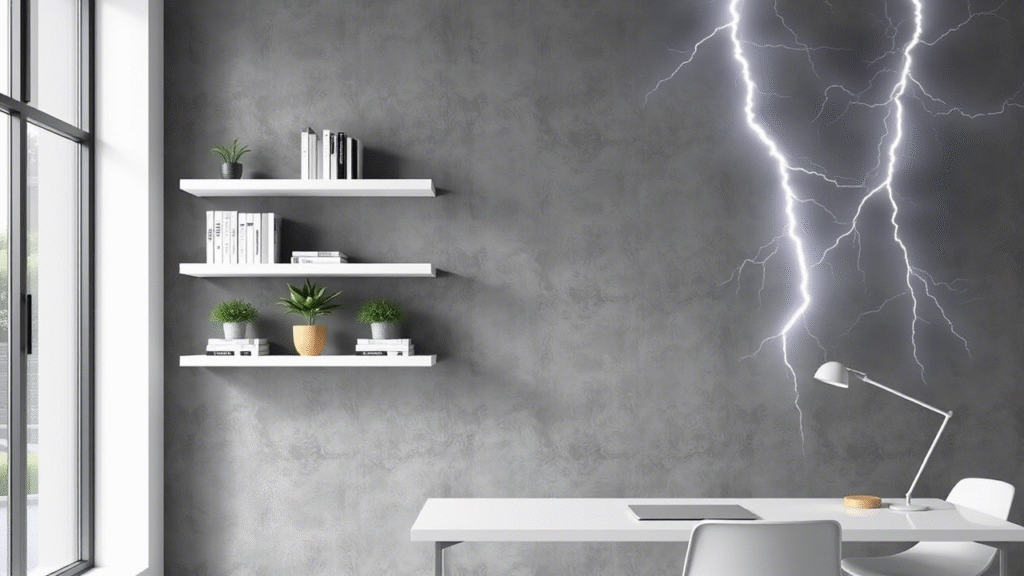 Floating White Shelves on a Stormy Wall