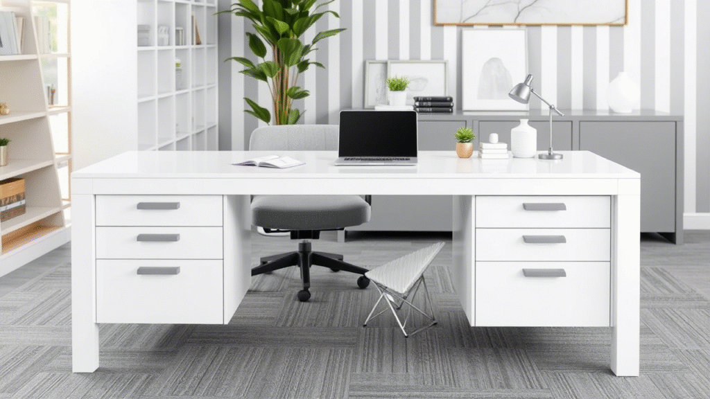 White Writing Desk with Gre Accents