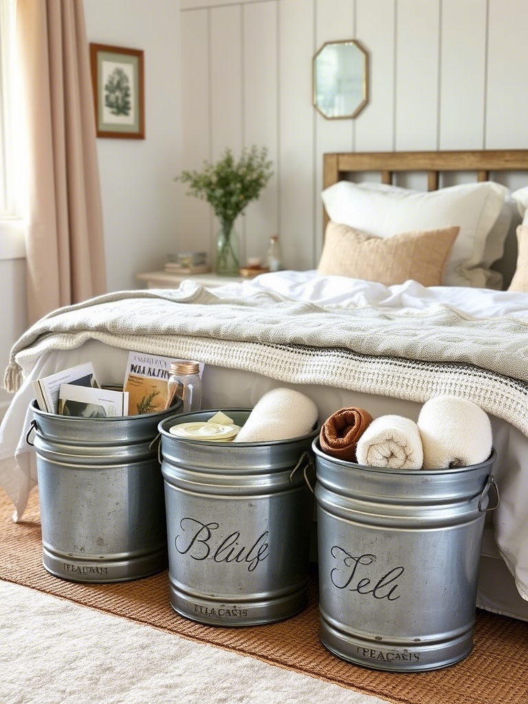 Galvanized Buckets as Storage
