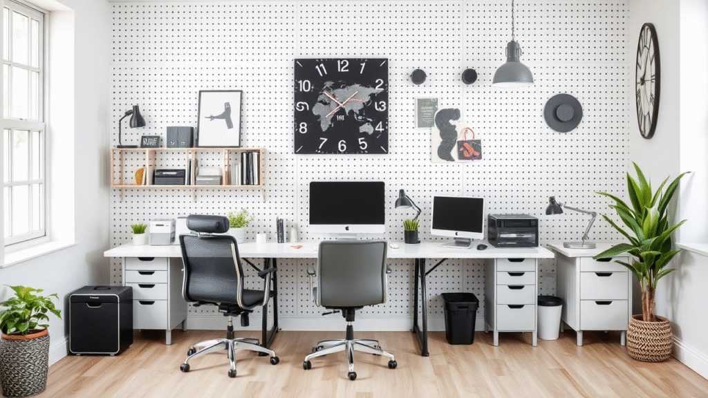 White Pegboard with Grey Accessories