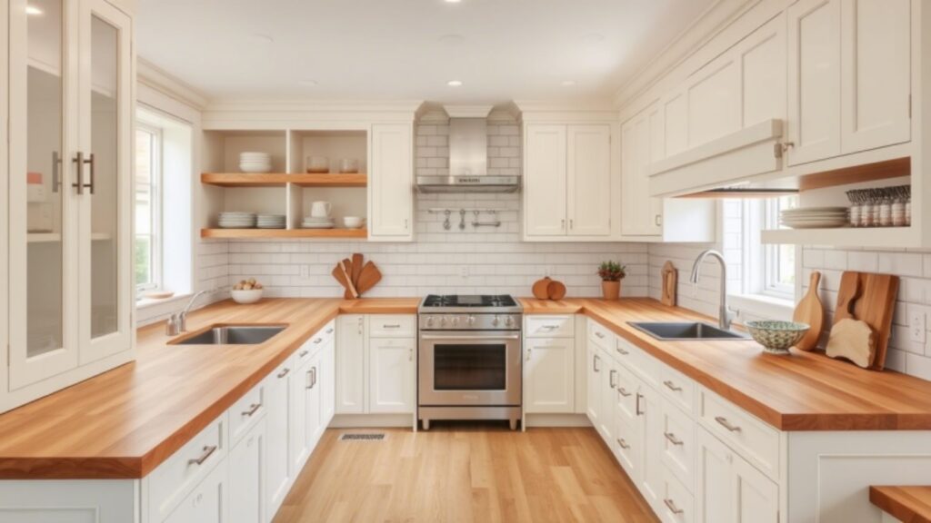 Creamy White + Butcher Block Tops