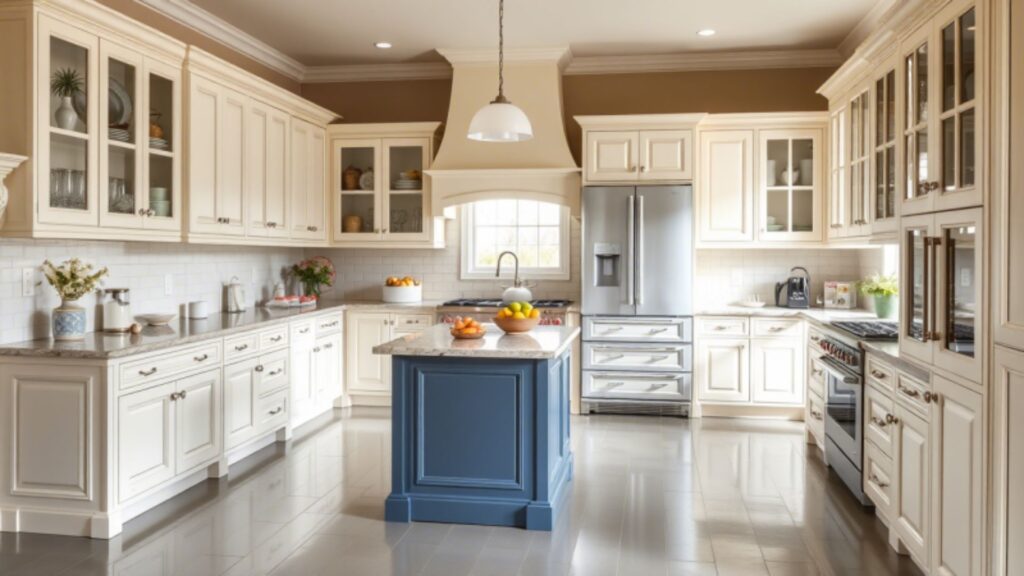 Painted Floors with Cream Cabinets