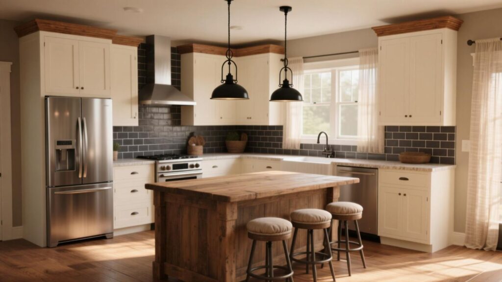 Creamy Cabinetry With Contrasting Grout