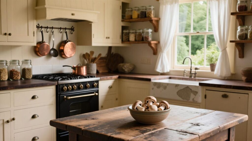 Ivory Cabinets and Dark Counters Yes, Please