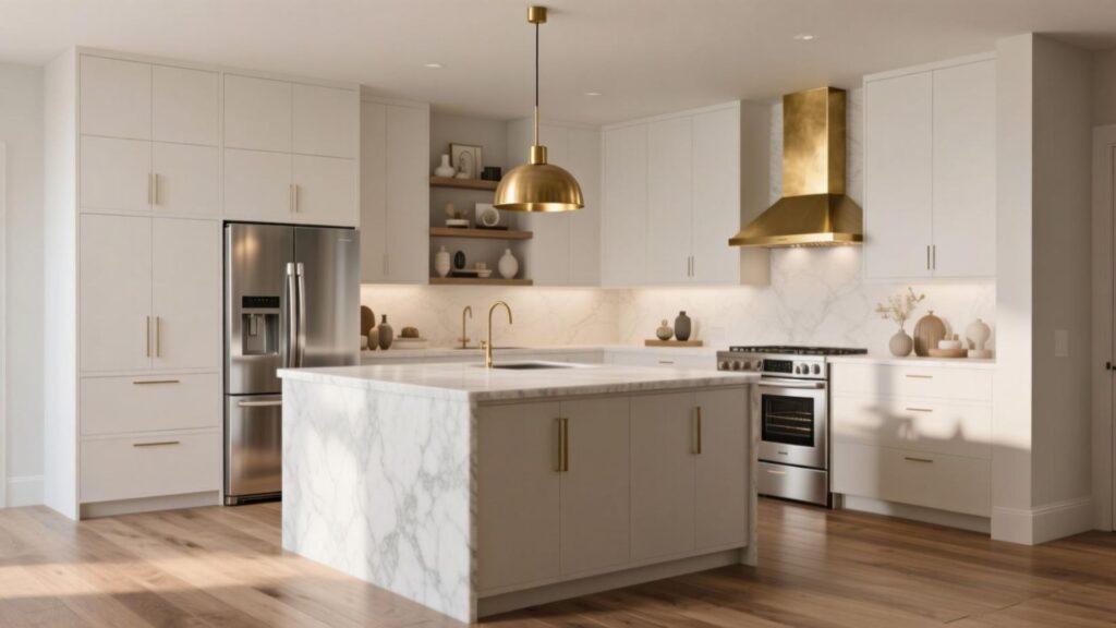 Matte Warm White Cabinets With No Handles