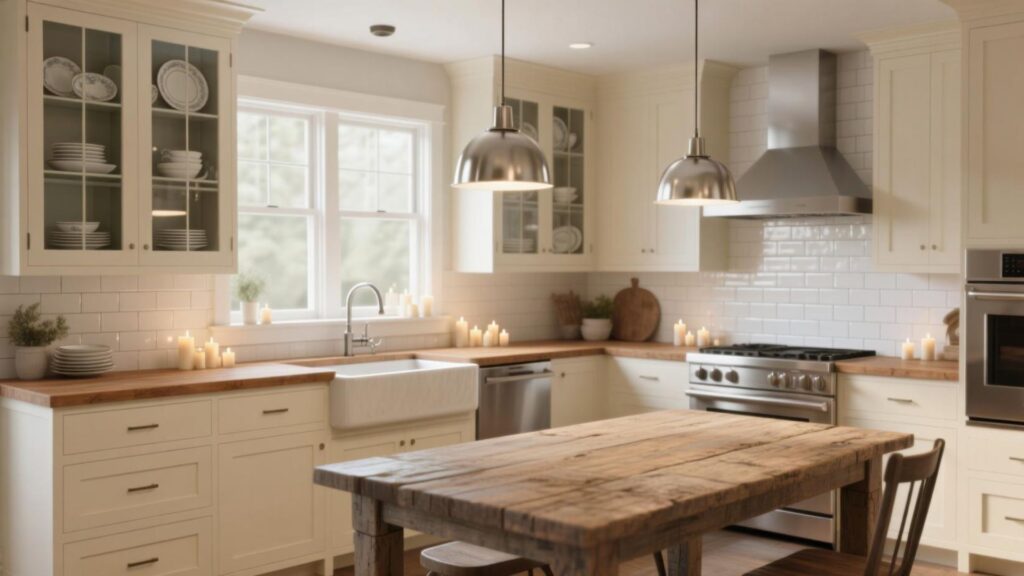 Vanilla Cream Cabinets With Glass Fronts